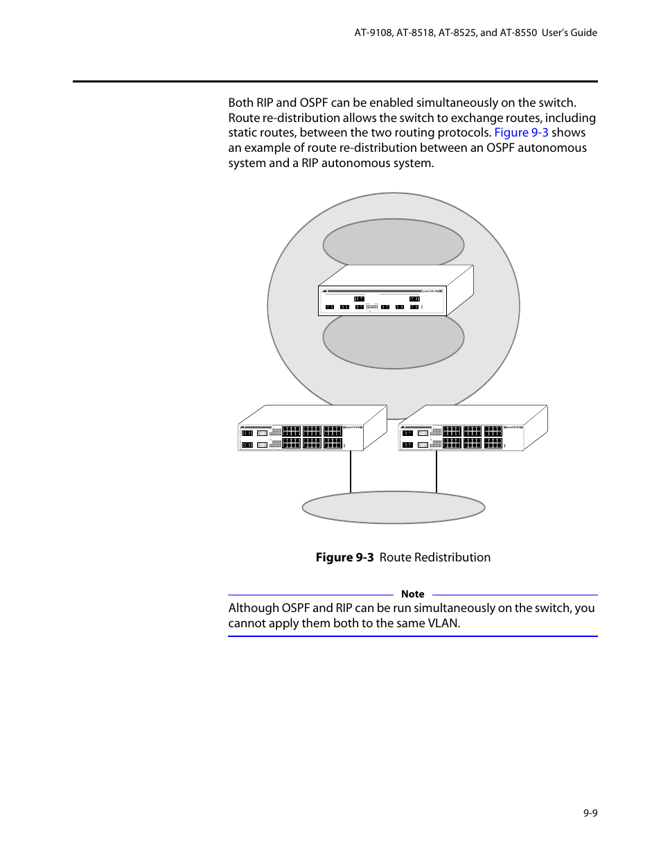 Route redistribution, Route redistribution -9 | Allied Telesis AT-8550 User Manual | Page 163 / 260