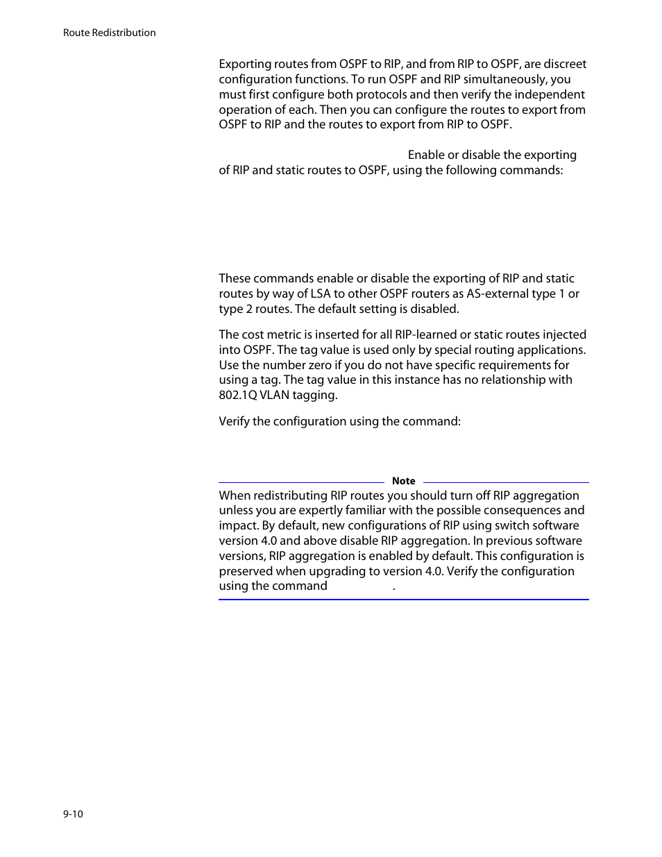 Configuring route redistribution, Configuring route redistribution -10 | Allied Telesis AT-8550 User Manual | Page 164 / 260