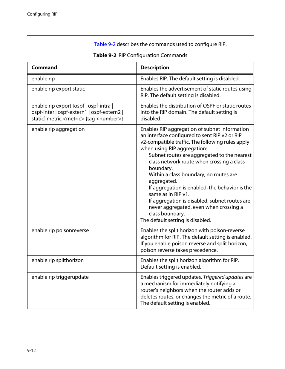 Configuring rip, Configuring rip -12 | Allied Telesis AT-8550 User Manual | Page 166 / 260