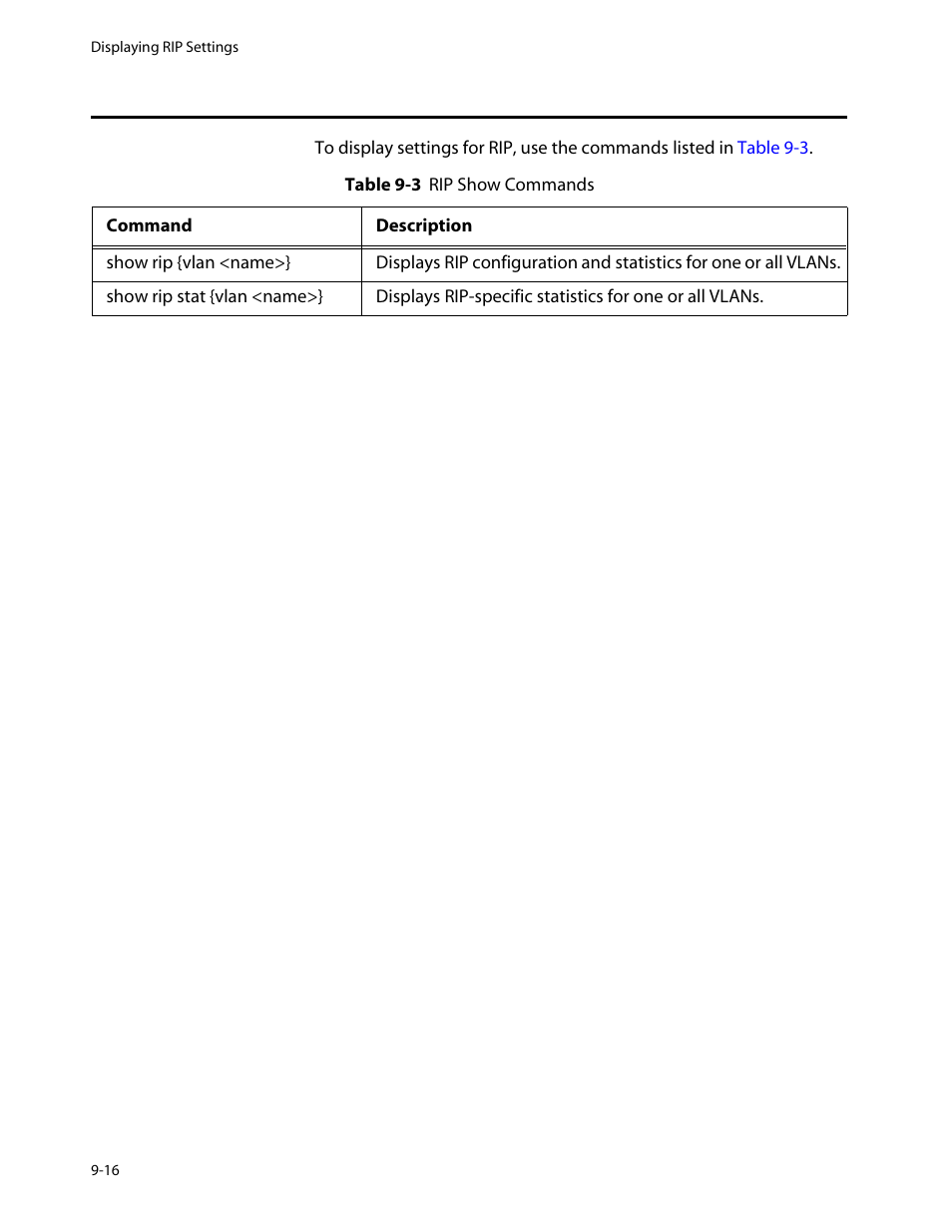 Displaying rip settings, Displaying rip settings -16 | Allied Telesis AT-8550 User Manual | Page 170 / 260