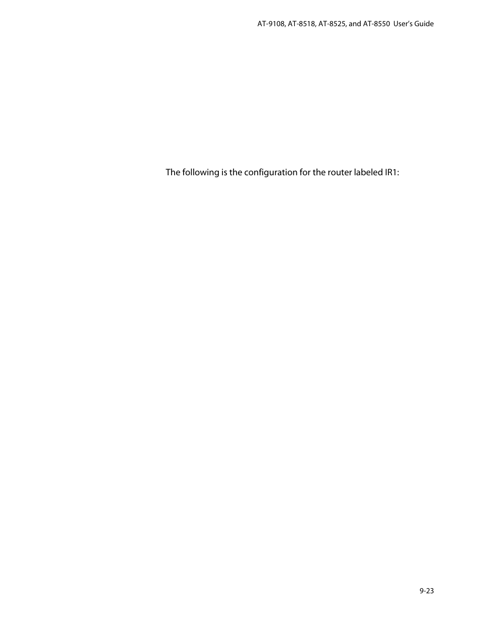 Configuration for ir1, Configuration for ir1 -23 | Allied Telesis AT-8550 User Manual | Page 177 / 260