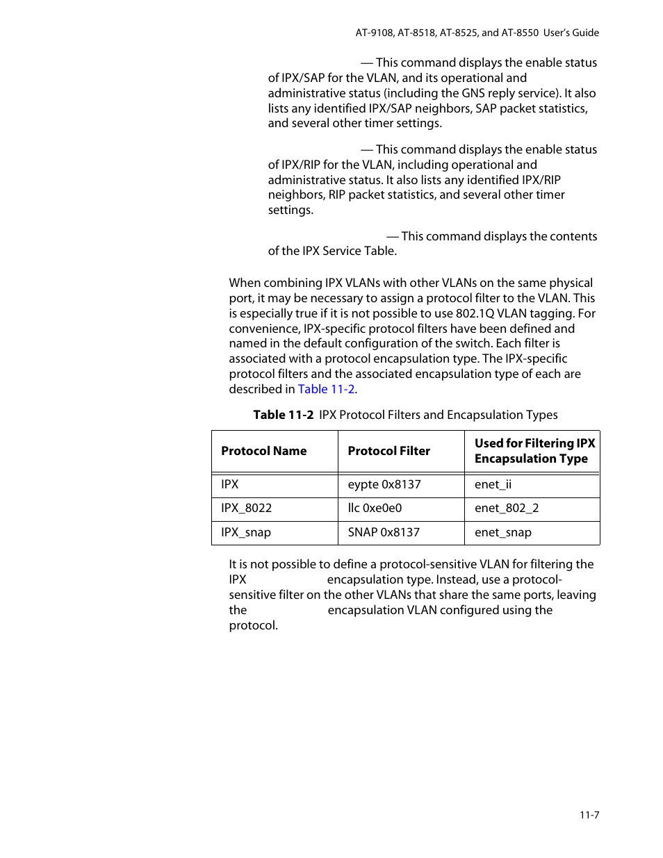 Protocol-based vlans for ipx, Protocol-based vlans for ipx -7 | Allied Telesis AT-8550 User Manual | Page 199 / 260