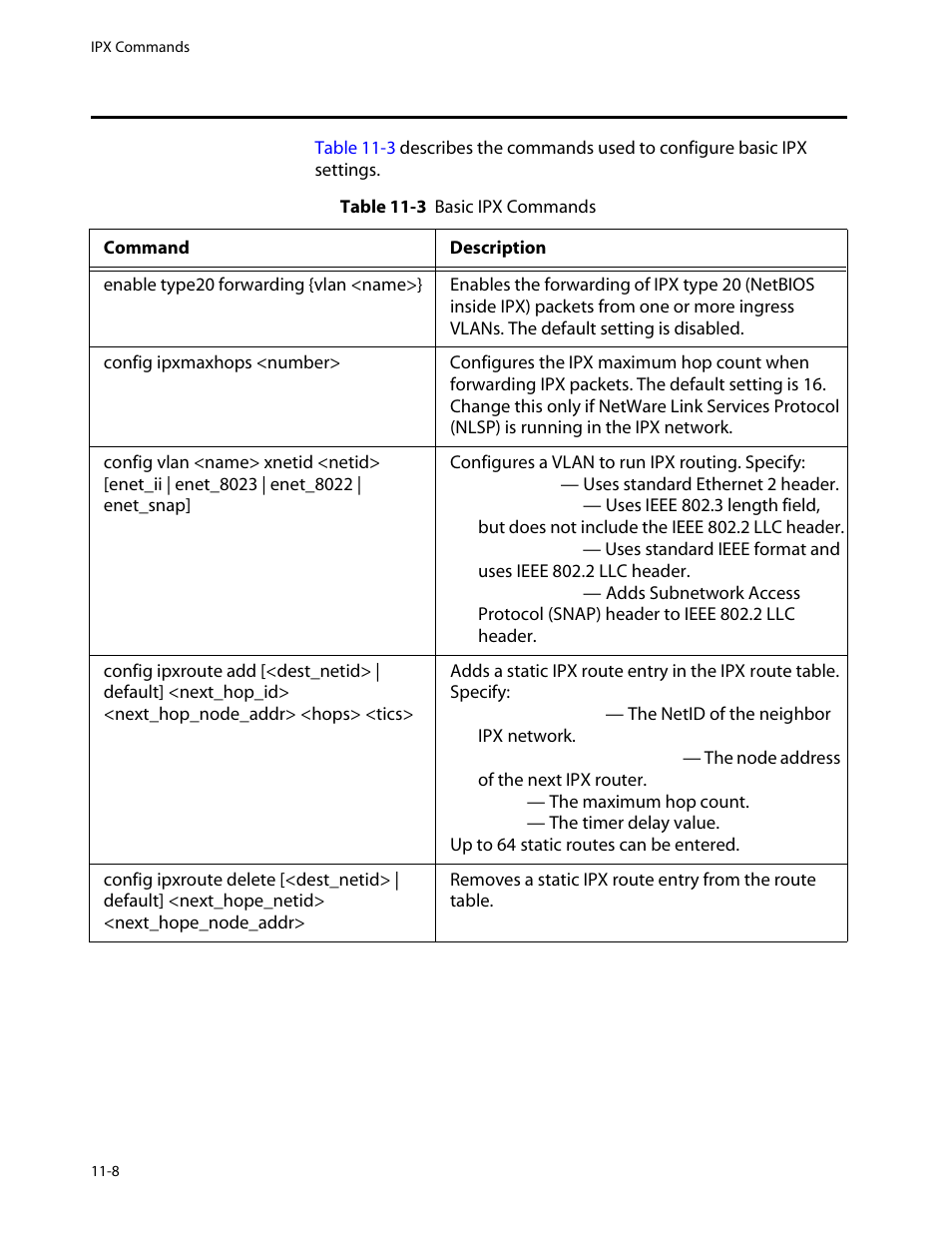 Ipx commands, Ipx commands -8 | Allied Telesis AT-8550 User Manual | Page 200 / 260