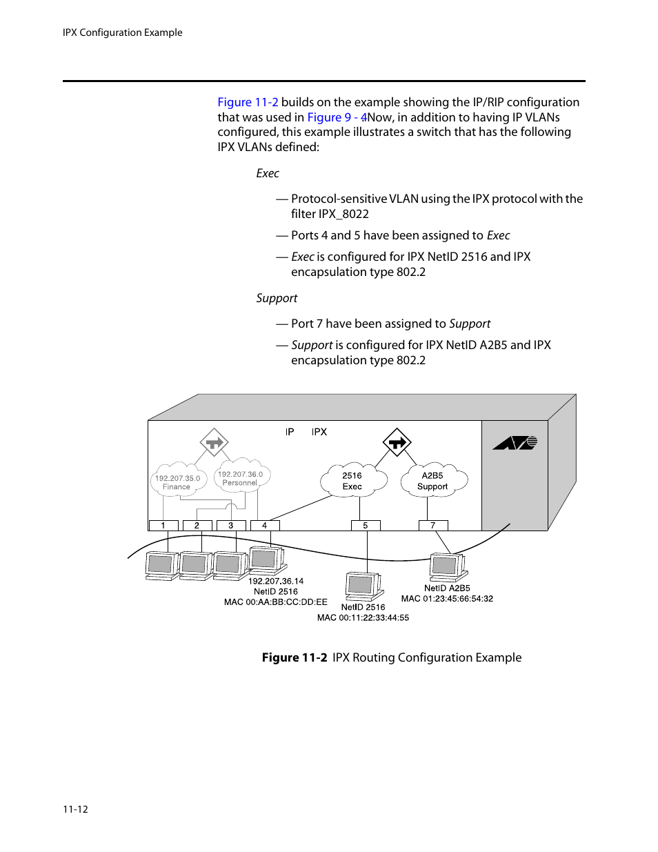 Ipx configuration example, Ipx configuration example -12 | Allied Telesis AT-8550 User Manual | Page 204 / 260