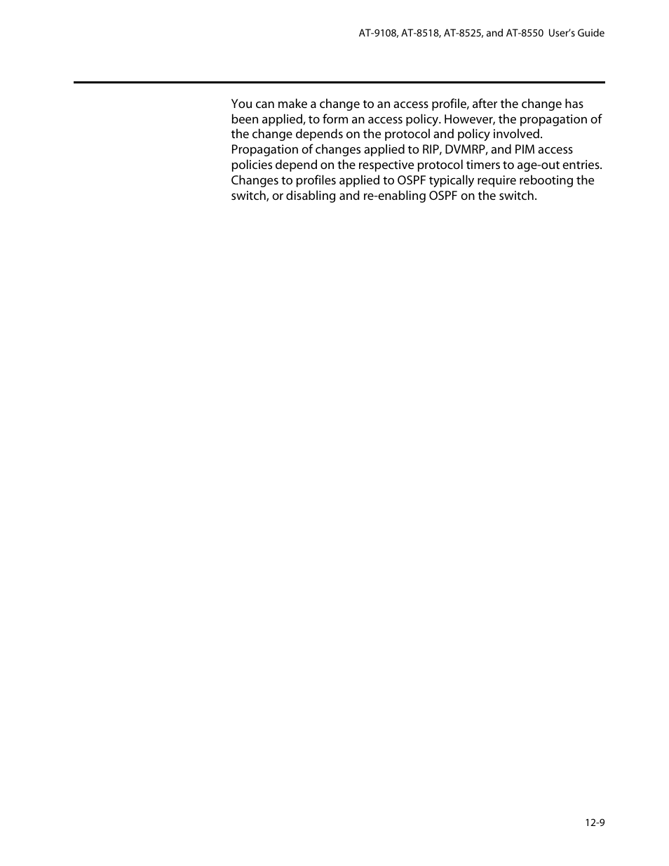 Making changes to an access profile, Making changes to an access profile -9 | Allied Telesis AT-8550 User Manual | Page 217 / 260