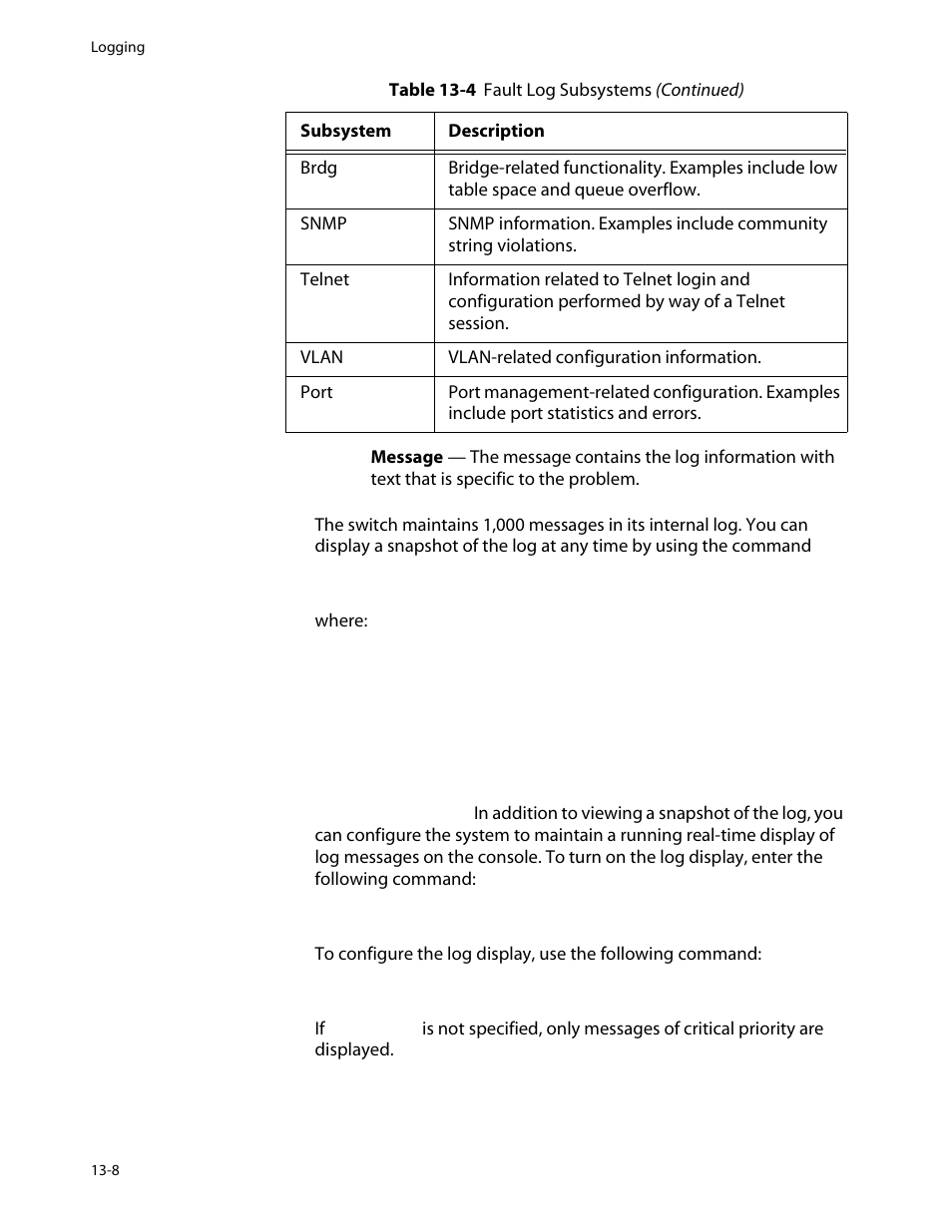 Local logging | Allied Telesis AT-8550 User Manual | Page 228 / 260