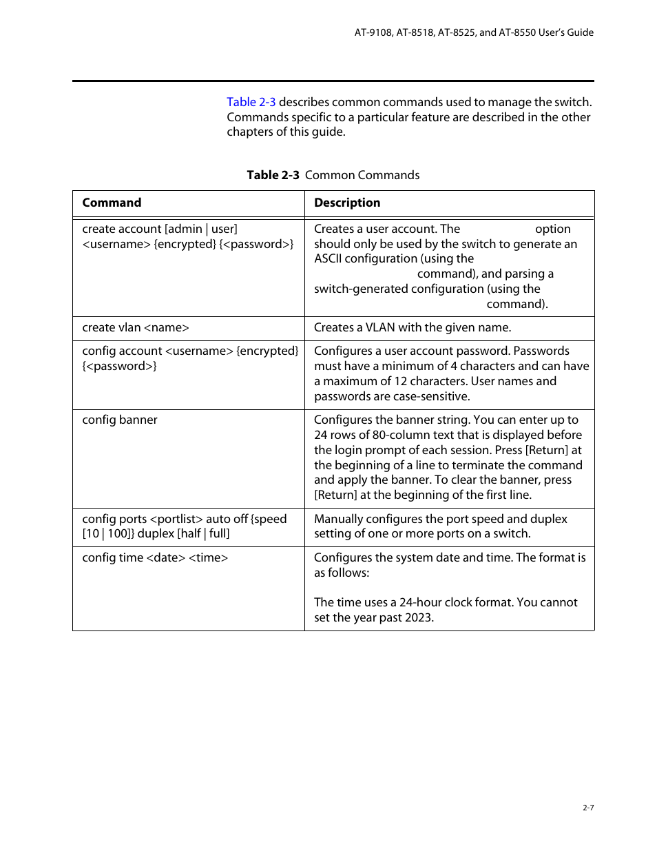 Common commands, Common commands -7 | Allied Telesis AT-8550 User Manual | Page 31 / 260