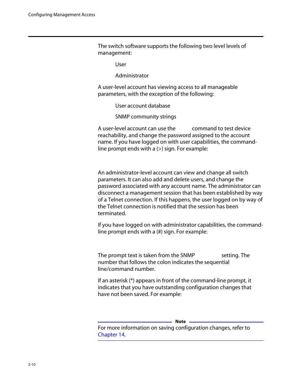 Configuring management access, Configuring management access -10 | Allied Telesis AT-8550 User Manual | Page 34 / 260