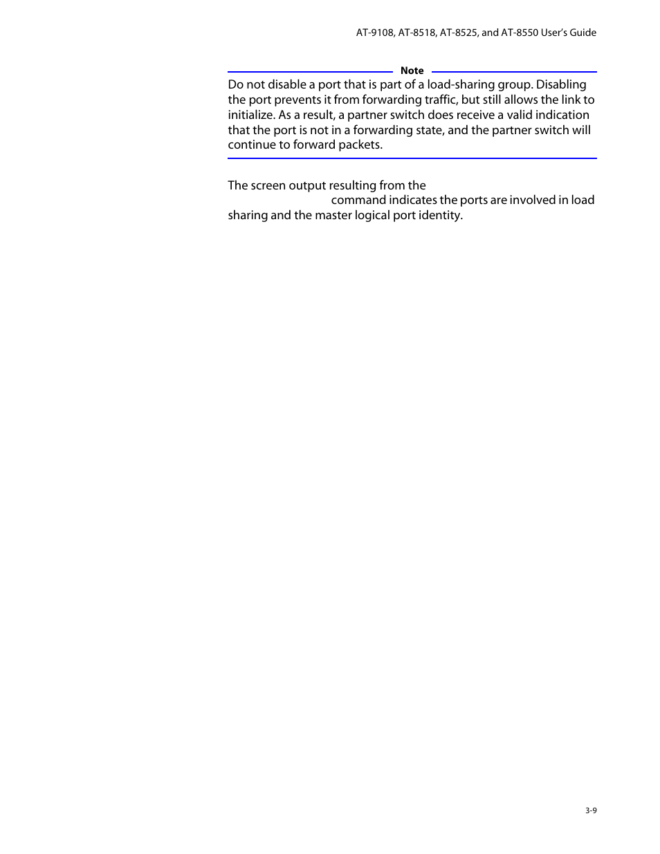 Verifying the load sharing configuration, Verifying the load sharing configuration -9 | Allied Telesis AT-8550 User Manual | Page 63 / 260