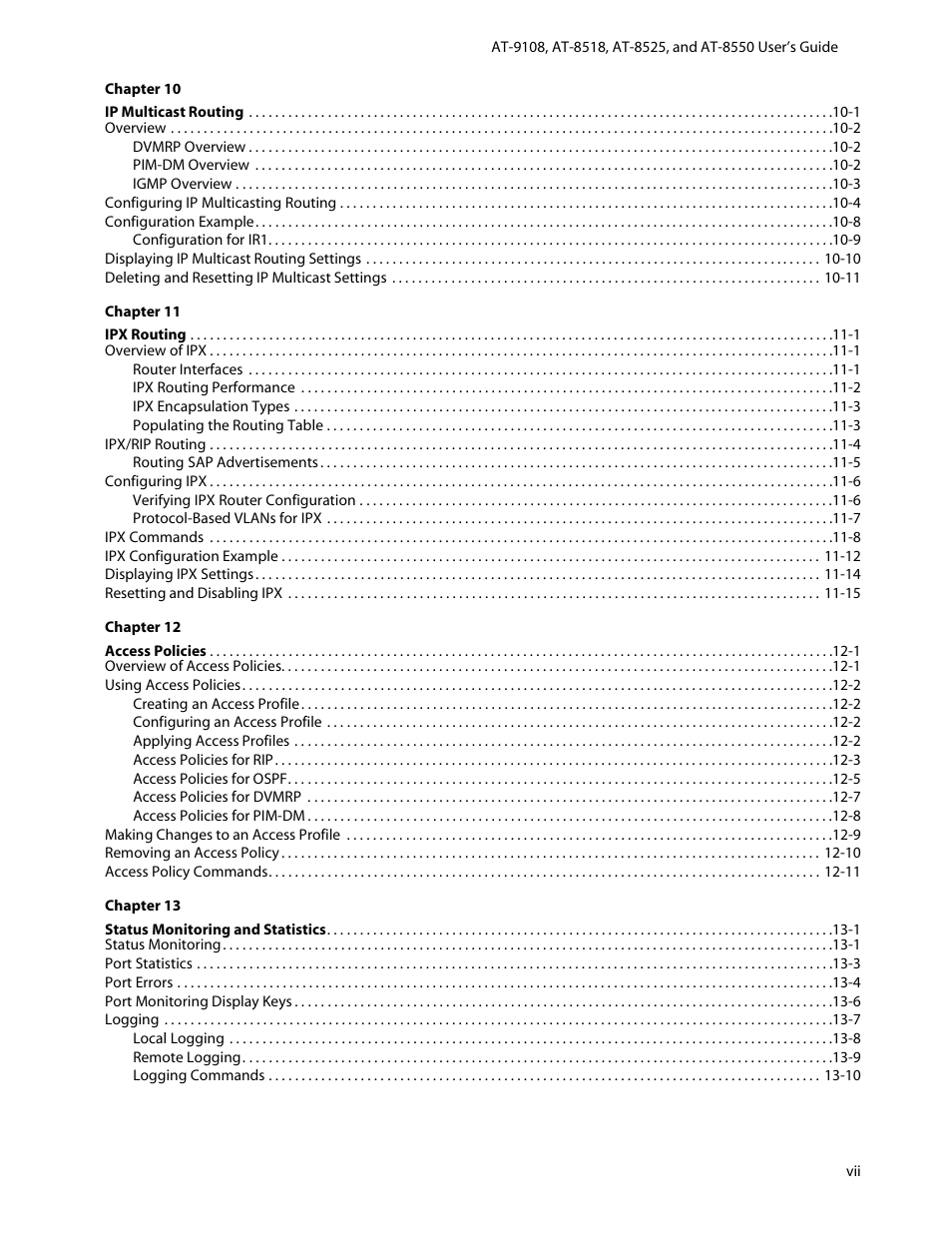 Allied Telesis AT-8550 User Manual | Page 7 / 260