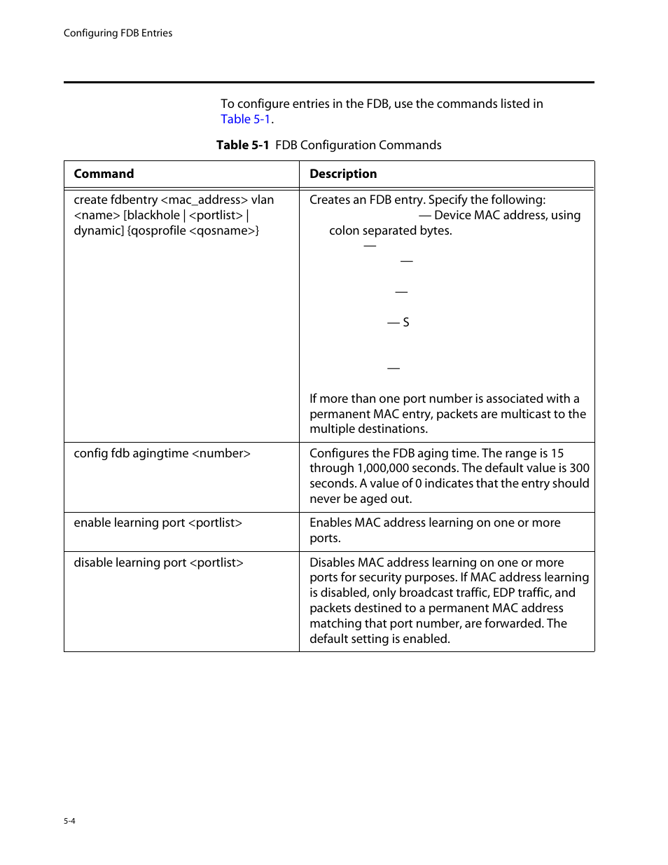 Configuring fdb entries, Configuring fdb entries -4 | Allied Telesis AT-8550 User Manual | Page 90 / 260