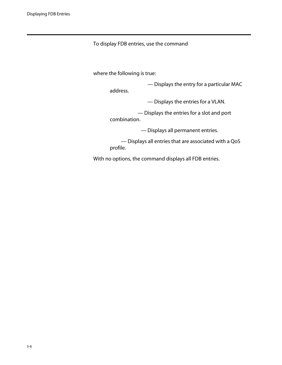 Displaying fdb entries, Displaying fdb entries -6 | Allied Telesis AT-8550 User Manual | Page 92 / 260