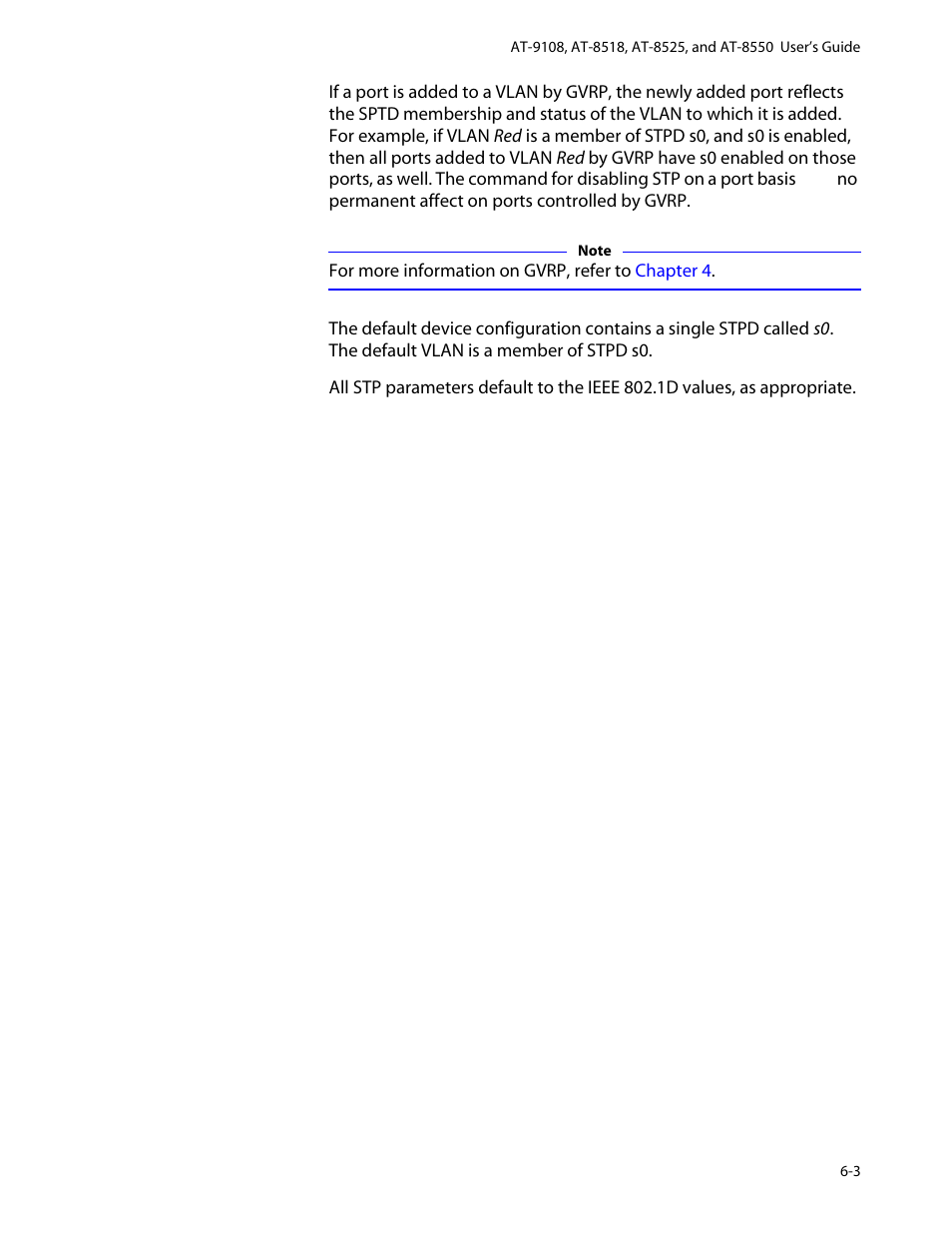 Stpd status for gvrp-added ports, Defaults, Stpd status for gvrp-added ports -3 defaults -3 | Allied Telesis AT-8550 User Manual | Page 97 / 260