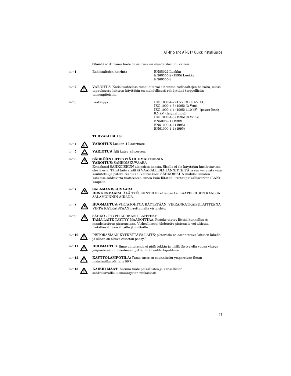 Allied Telesis AT-B17 User Manual | Page 27 / 36