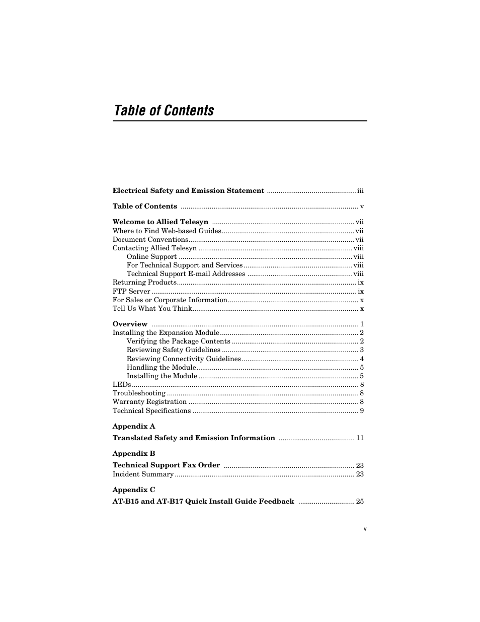 Allied Telesis AT-B17 User Manual | Page 5 / 36