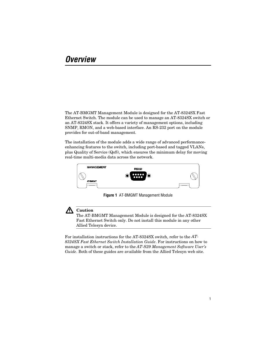 Overview | Allied Telesis AT-BMGMT User Manual | Page 11 / 34