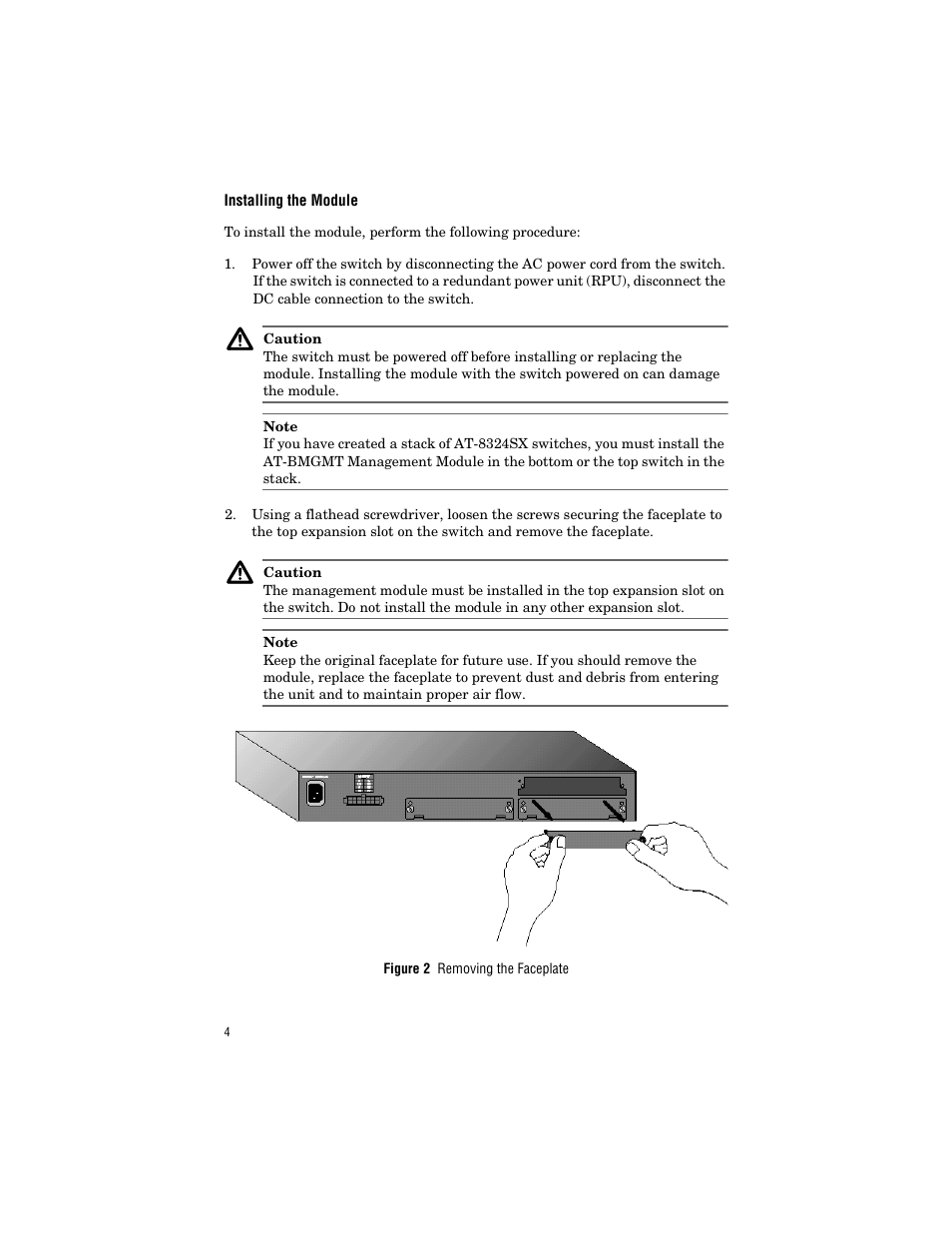 Installing the module | Allied Telesis AT-BMGMT User Manual | Page 14 / 34