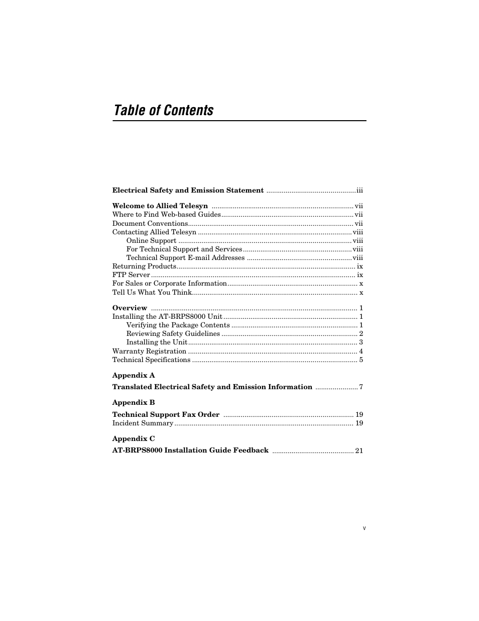 Allied Telesis AT-BRPS8000 User Manual | Page 5 / 32