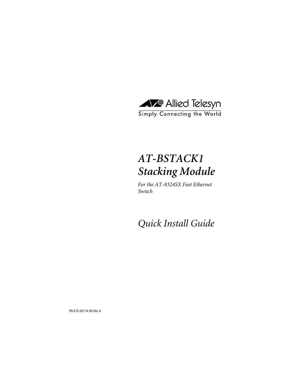 Allied Telesis AT-BSTACK1 User Manual | 34 pages