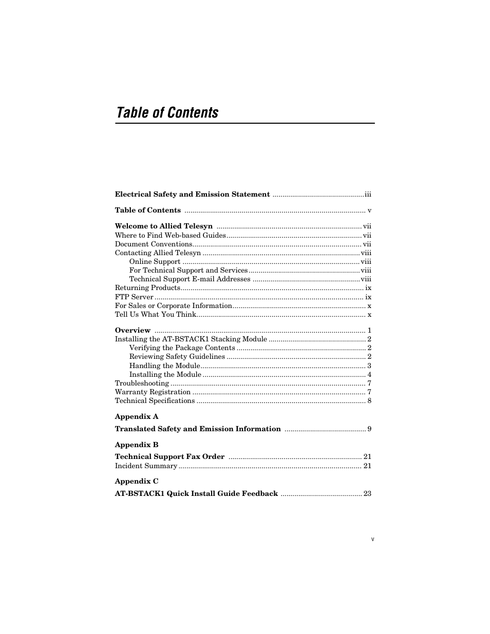 Allied Telesis AT-BSTACK1 User Manual | Page 5 / 34