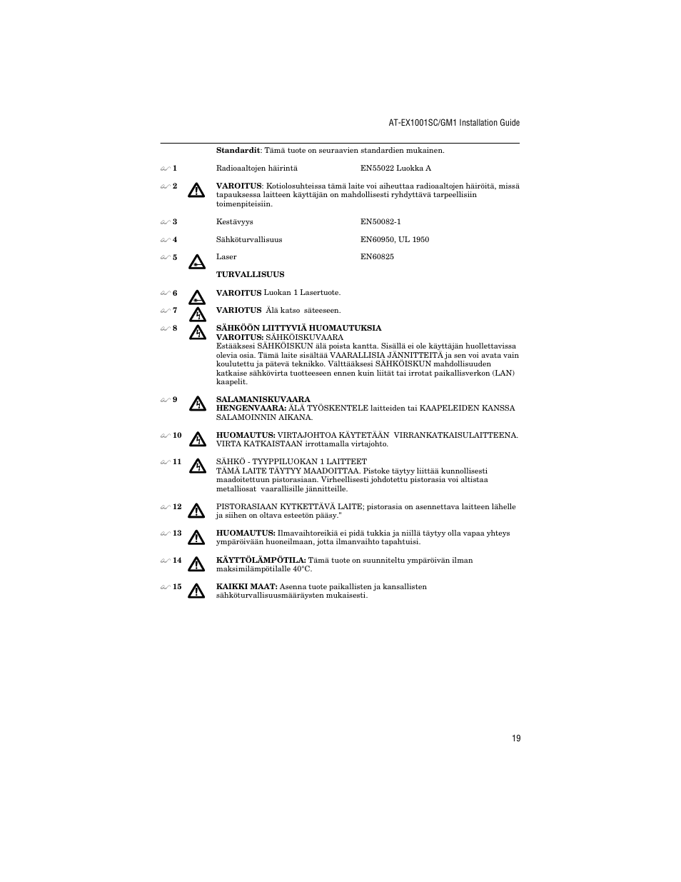 Allied Telesis AT-EX1001SC/GM1 User Manual | Page 29 / 38