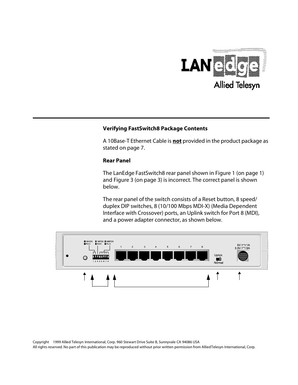 Allied Telesis FastSwitch8 User Manual | 1 page