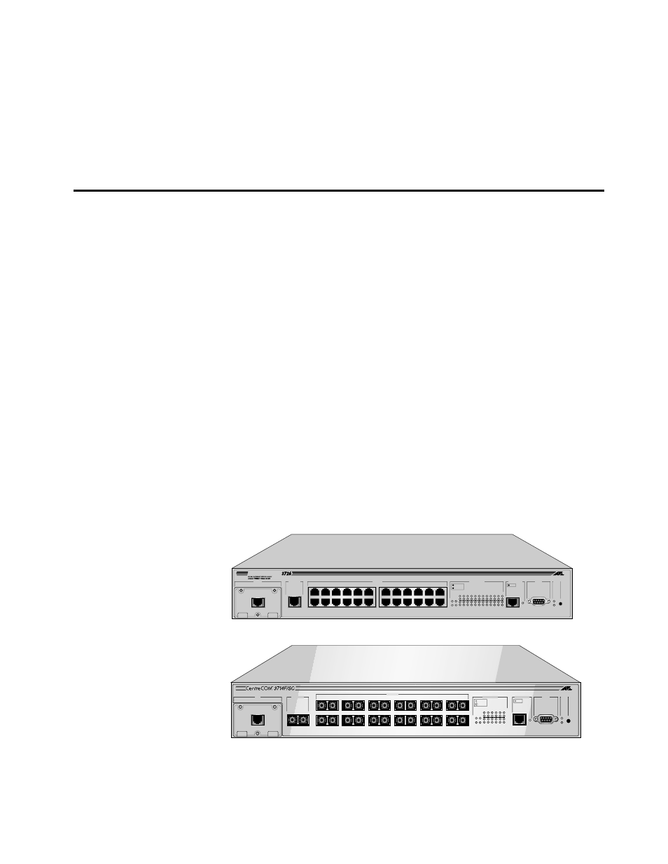 At-3714f, at-3726 hardware description, Figure11 at-3726 and at-3714f switches, Chapter 1 | Centrecom | Allied Telesis AT-3726 User Manual | Page 13 / 60