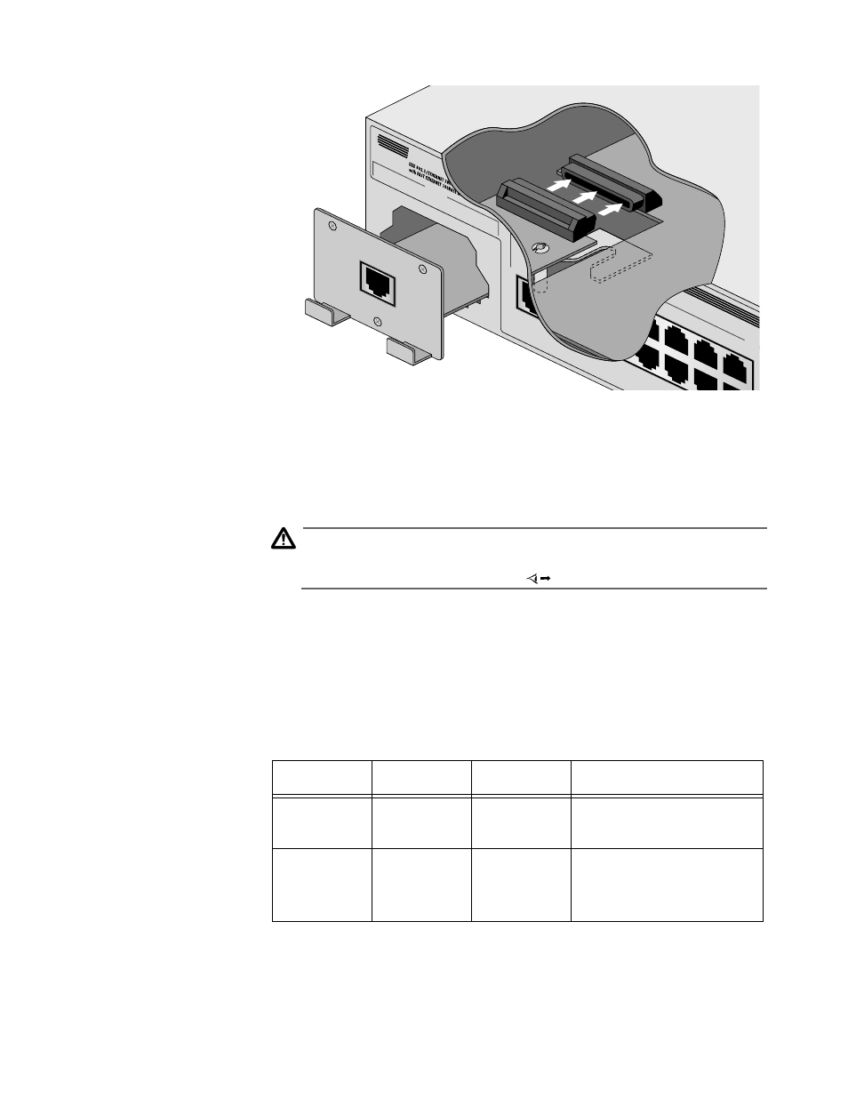 Figure25 connecting the 50-pin female connecto, Attach the three phillips panhead screws that w, Apply power to the unit as follows | Mda leds, Table24 media dependent adapter leds, Mda leds -11, Centr e | Allied Telesis AT-3726 User Manual | Page 29 / 60