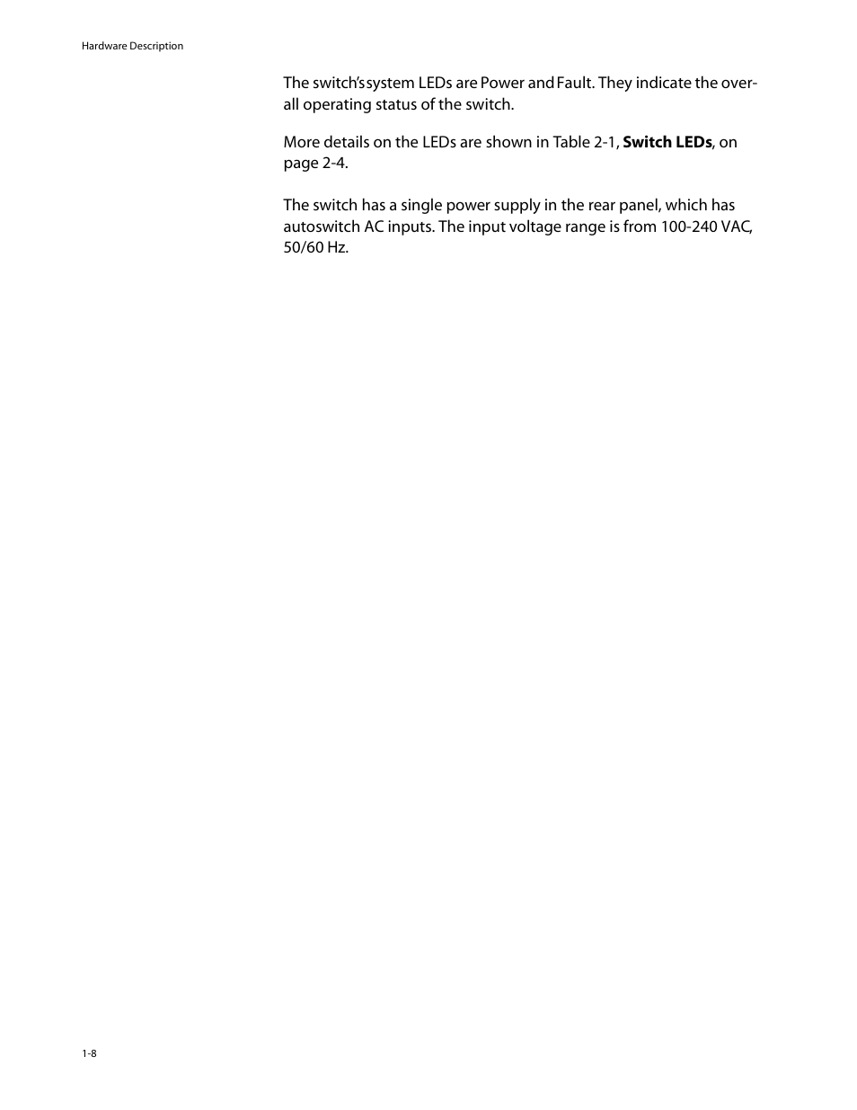 System leds, Ac power connector, System leds -8 ac power connector -8 | Allied Telesis AT-8126XL User Manual | Page 18 / 60