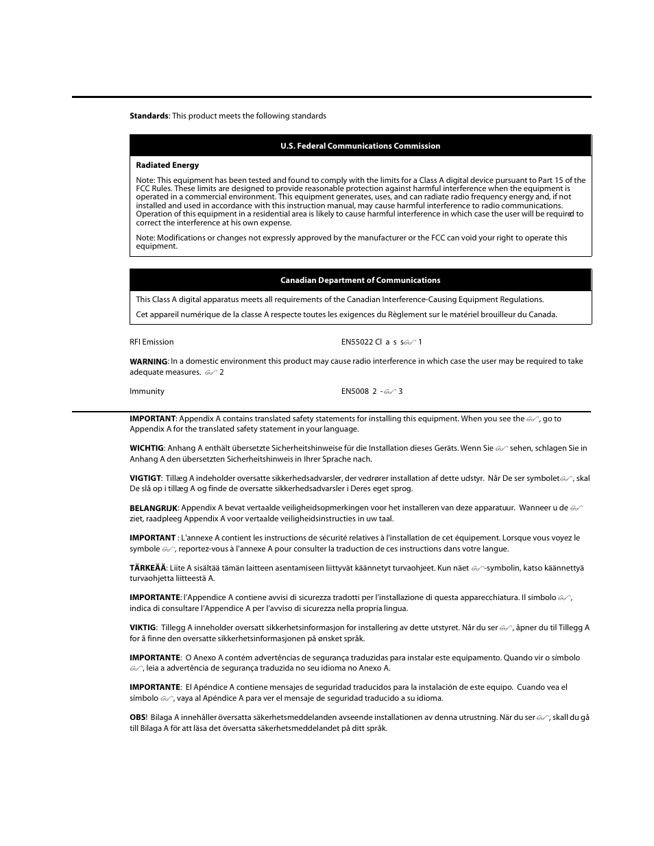 Radiated energy | Allied Telesis AT-8126XL User Manual | Page 3 / 60