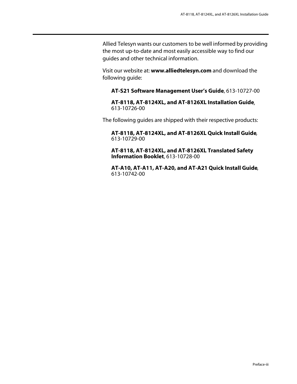 Where to find related guides | Allied Telesis AT-8126XL User Manual | Page 9 / 60