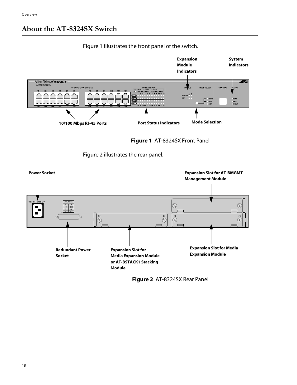 About the at-8324sx switch | Allied Telesis AT-8324SX User Manual | Page 18 / 81