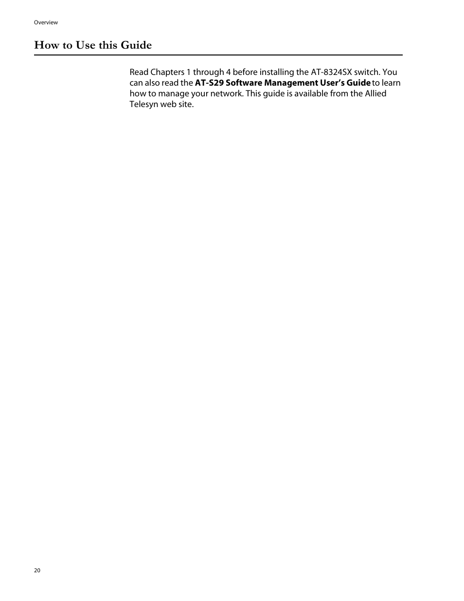 How to use this guide | Allied Telesis AT-8324SX User Manual | Page 20 / 81