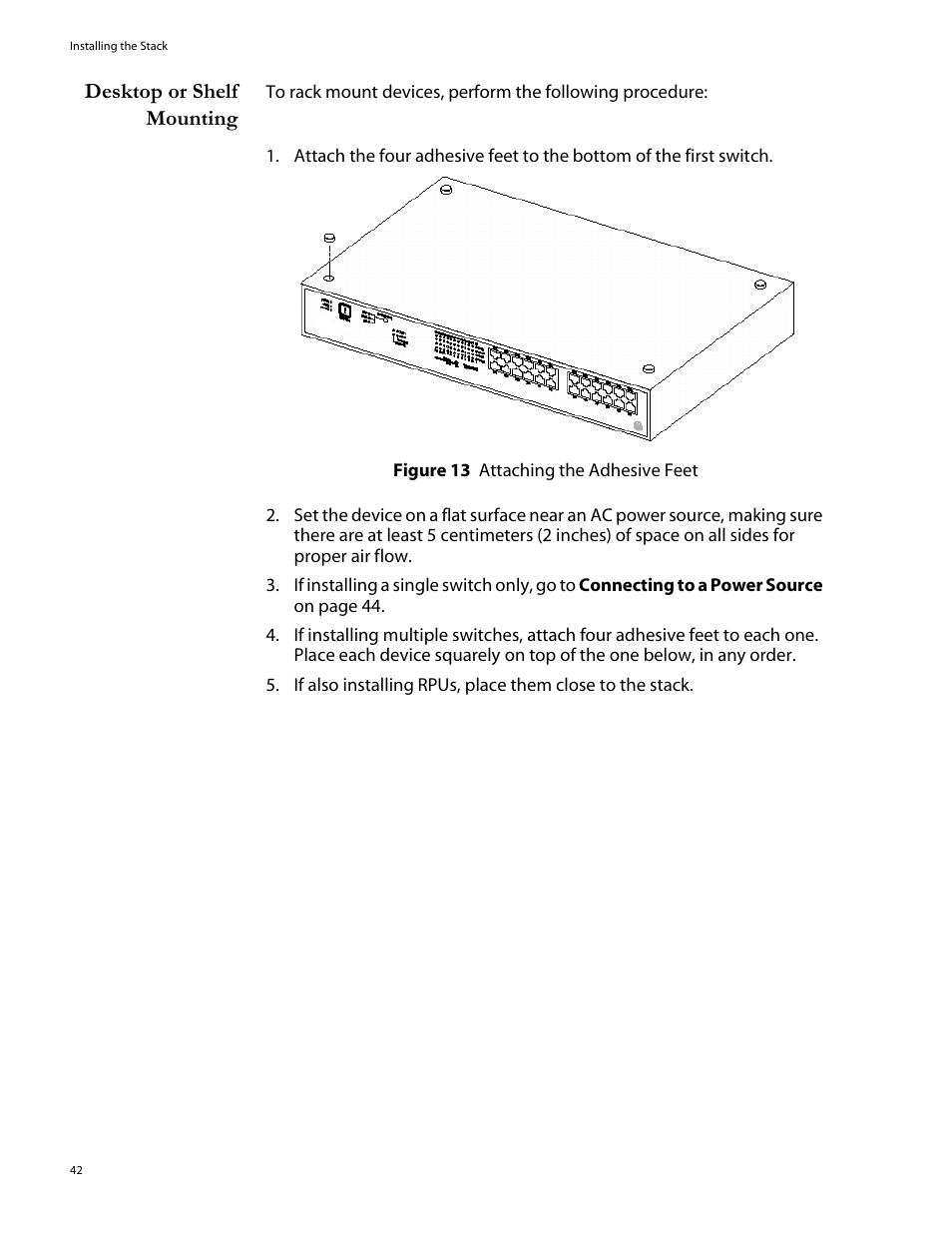 Desktop or shelf mounting | Allied Telesis AT-8324SX User Manual | Page 42 / 81