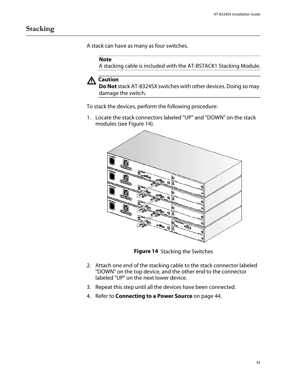 Stacking | Allied Telesis AT-8324SX User Manual | Page 43 / 81