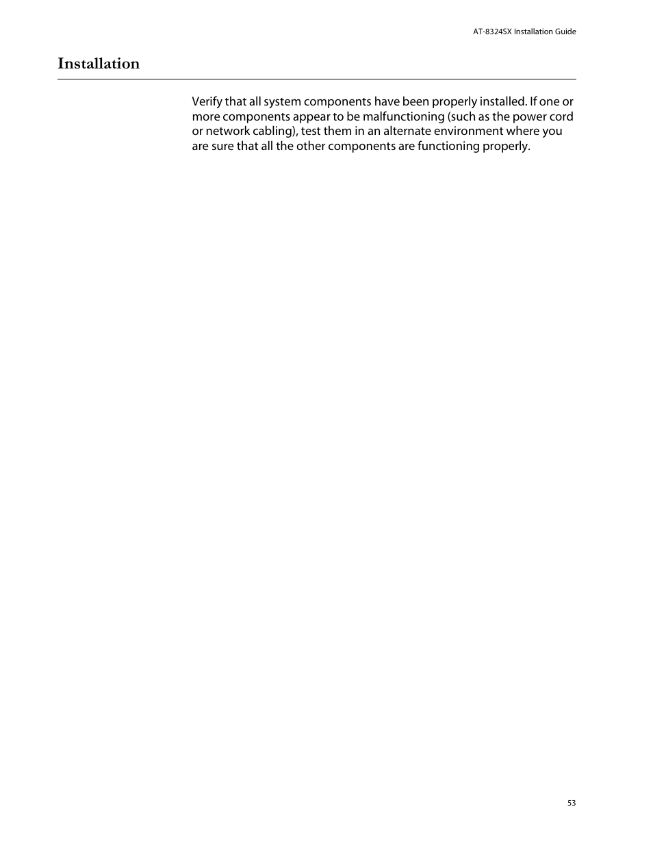 Installation | Allied Telesis AT-8324SX User Manual | Page 53 / 81