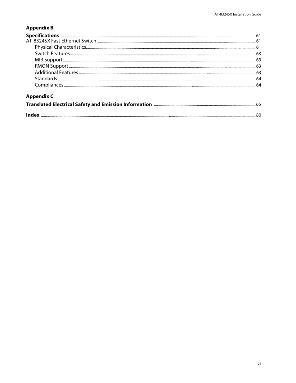 Allied Telesis AT-8324SX User Manual | Page 7 / 81