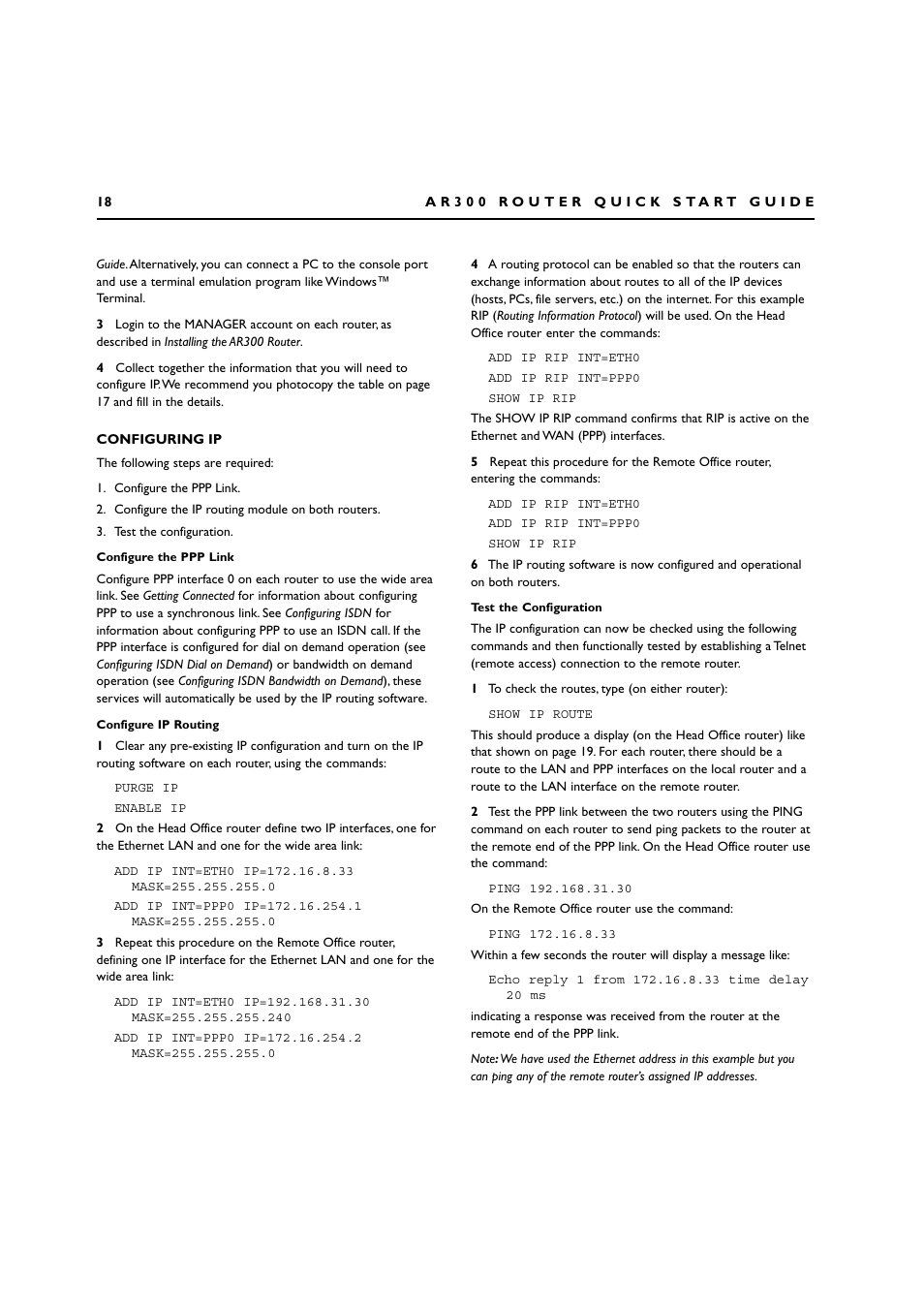 Configuring ip | Allied Telesis AR300 SERIES ROUTER User Manual | Page 18 / 27
