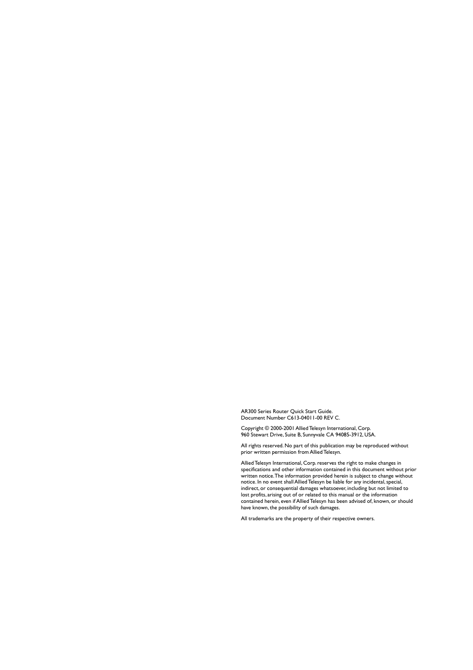 Copyright and trademark statements | Allied Telesis AR300 SERIES ROUTER User Manual | Page 2 / 27