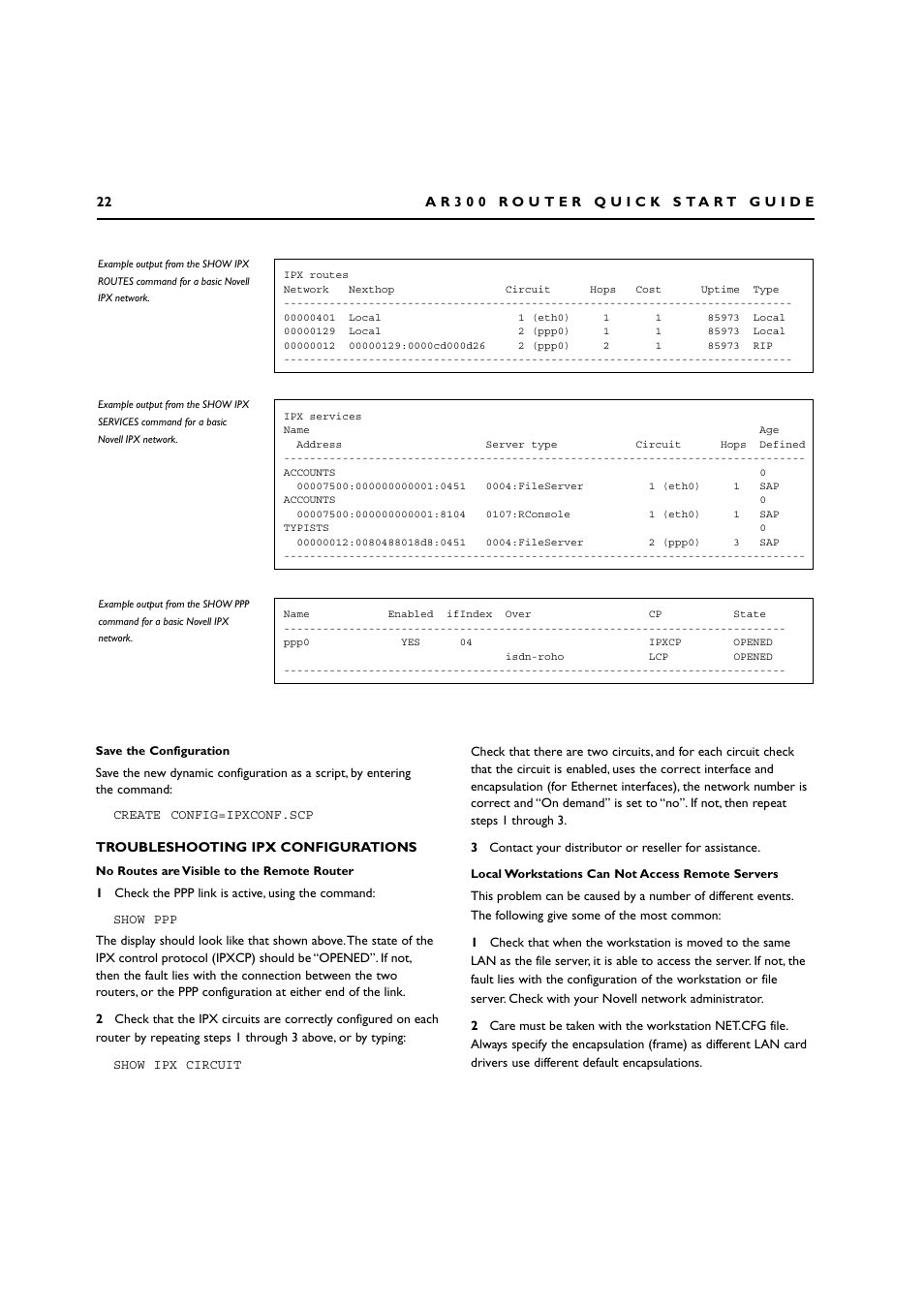 Troubleshooting ipx configurations | Allied Telesis AR300 SERIES ROUTER User Manual | Page 22 / 27