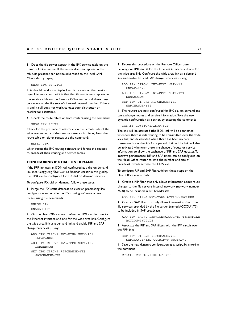 Configuring ipx dial on demand | Allied Telesis AR300 SERIES ROUTER User Manual | Page 23 / 27