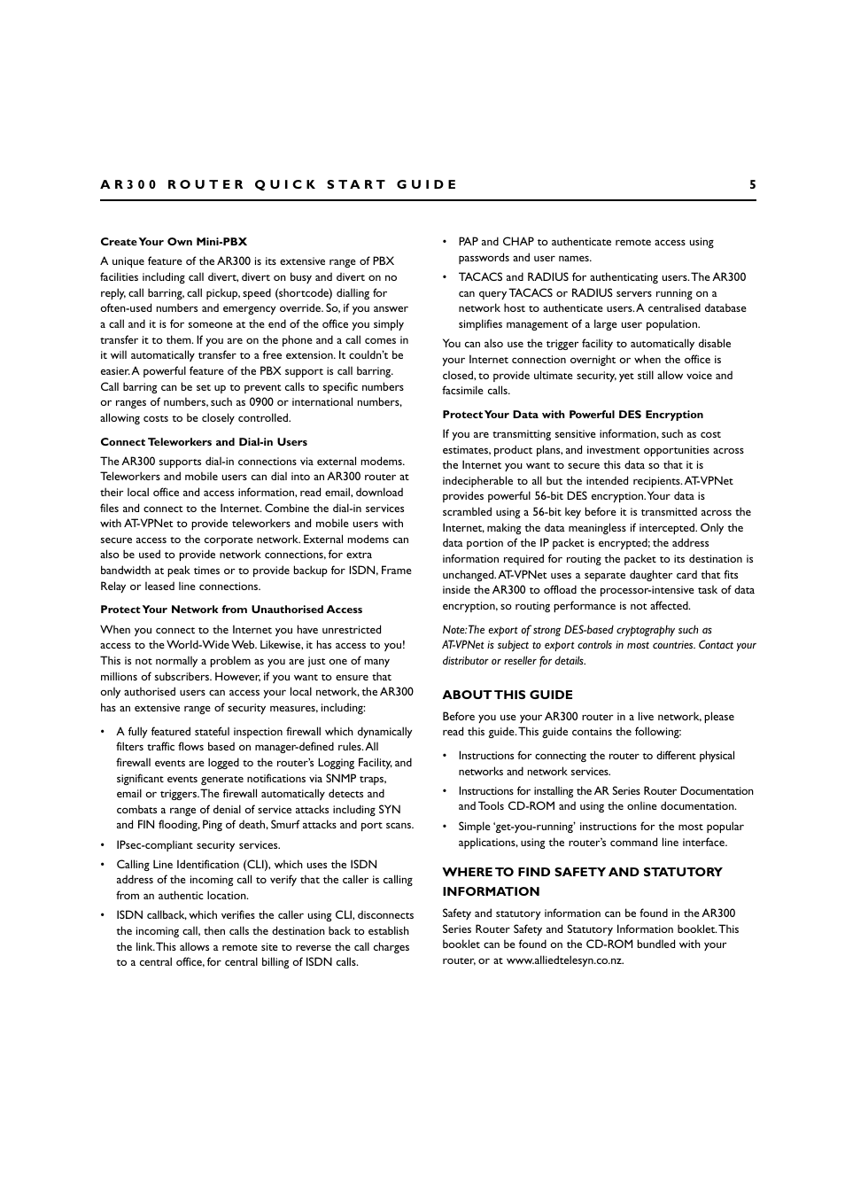 About this guide, Where to find safety and statutory information | Allied Telesis AR300 SERIES ROUTER User Manual | Page 5 / 27