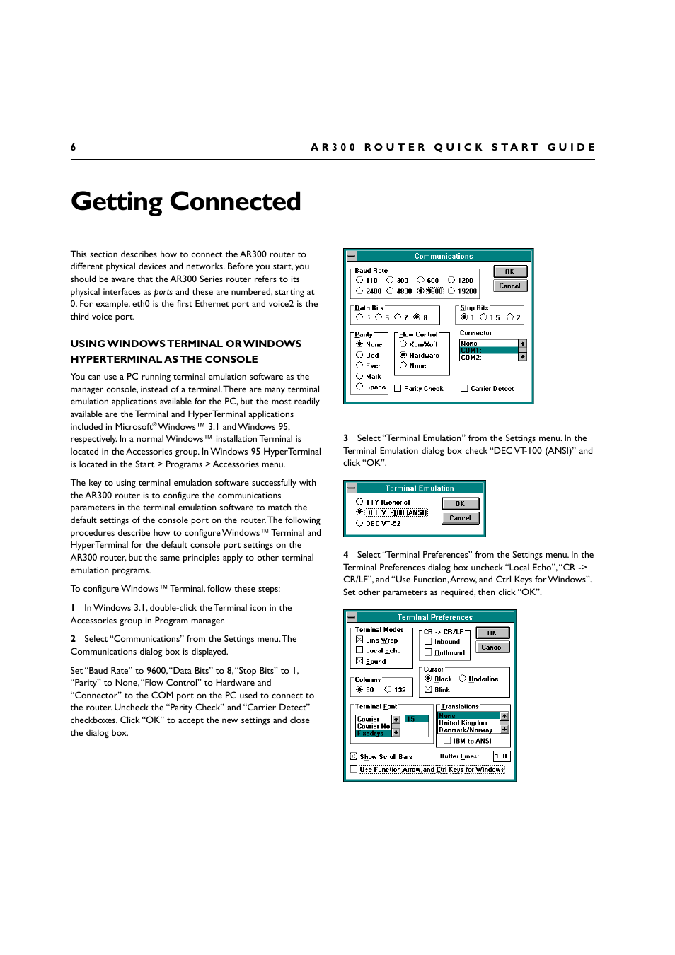 Getting connected | Allied Telesis AR300 SERIES ROUTER User Manual | Page 6 / 27