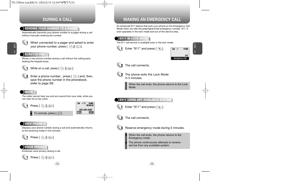 During a call making an emergency call | Audiovox CDM-8200 User Manual | Page 14 / 51