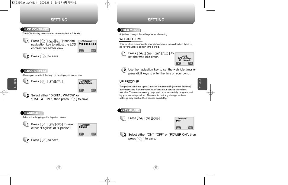 Setting | Audiovox CDM-8200 User Manual | Page 23 / 51