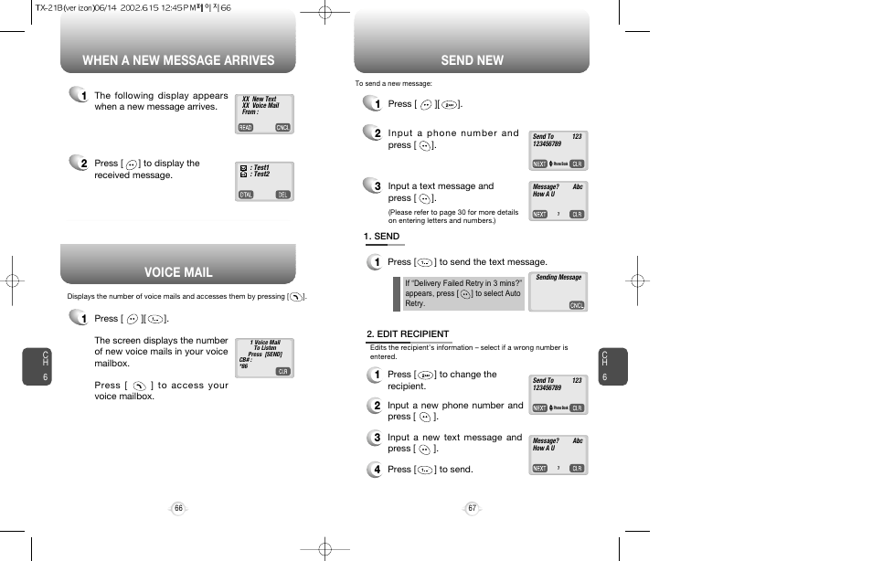 When a new message arrives send new, Voice mail | Audiovox CDM-8200 User Manual | Page 35 / 51