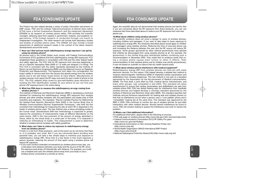 Fda consumer update | Audiovox CDM-8200 User Manual | Page 49 / 51