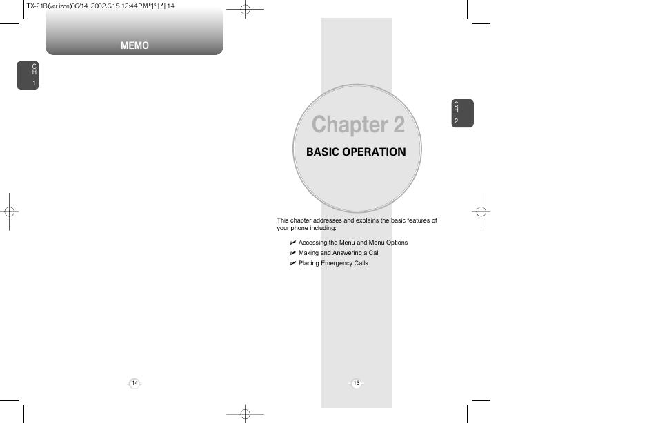 Chapter 2, Basic operation | Audiovox CDM-8200 User Manual | Page 9 / 51