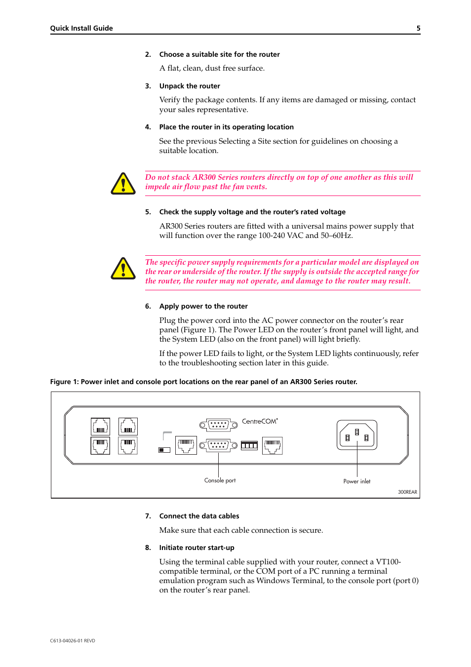 A flat, clean, dust free surface, Make sure that each cable connection is secure | Allied Telesis AR300 SERIES ROUTER User Manual | Page 5 / 9
