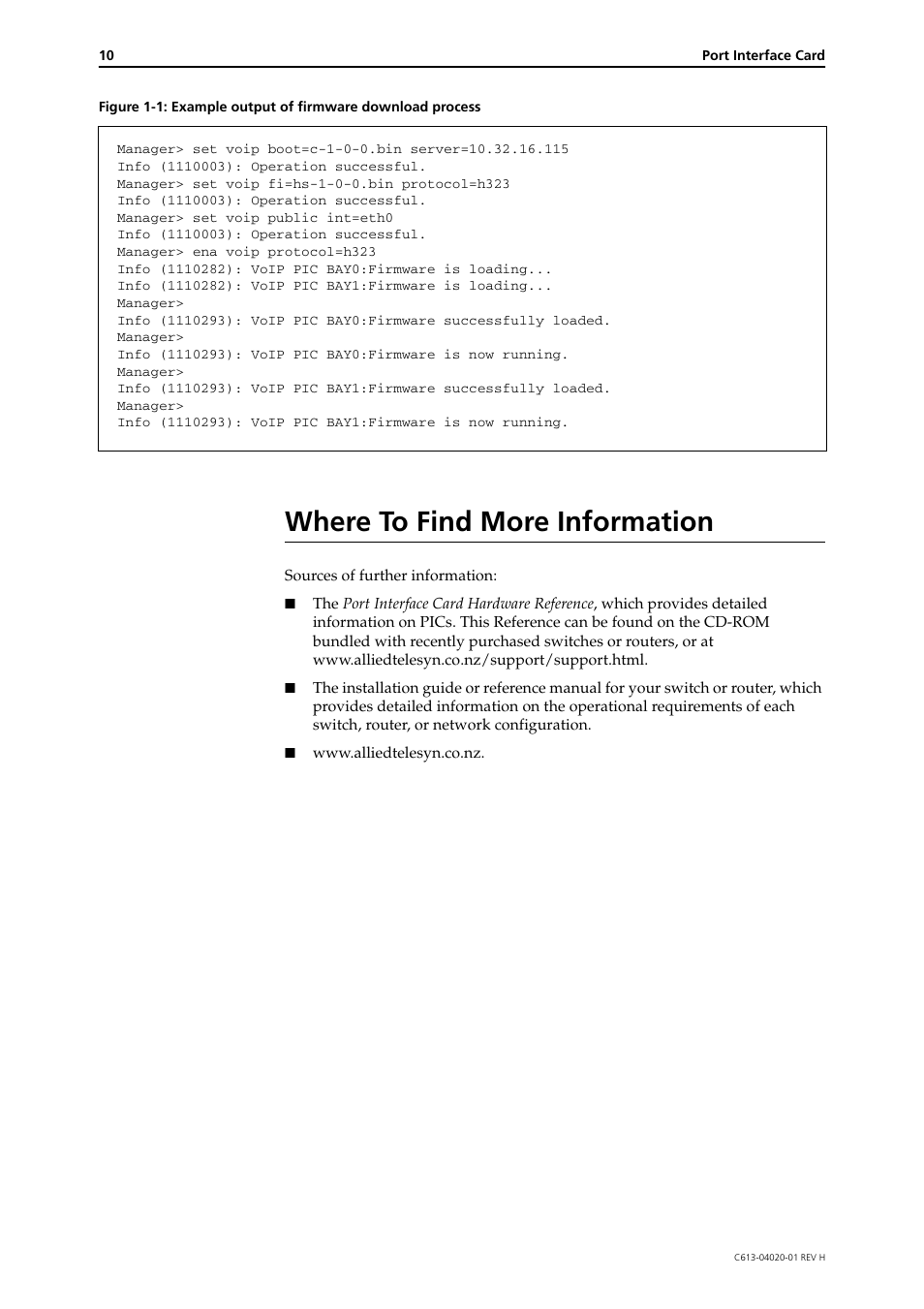 Where to find more information | Allied Telesis Port Interface Card User Manual | Page 10 / 10